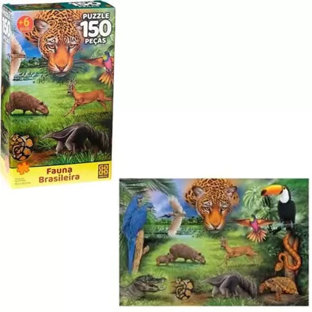 Jogo Quebra Cabeça Puzzle Fauna Brasileira Animais 150 Peças